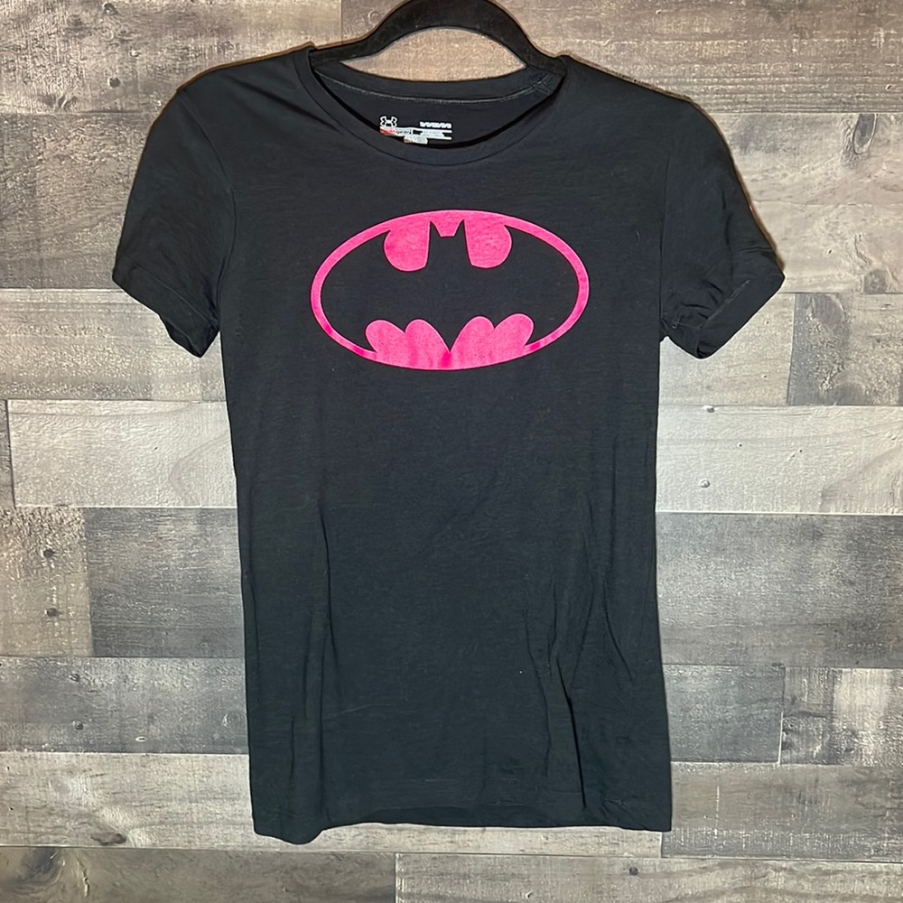 Black and Pink Batman Under Armour Short Sleeve T-Shirt